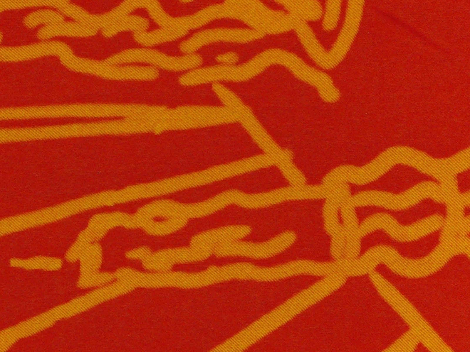 Detail of a red and orange flame-patterned page